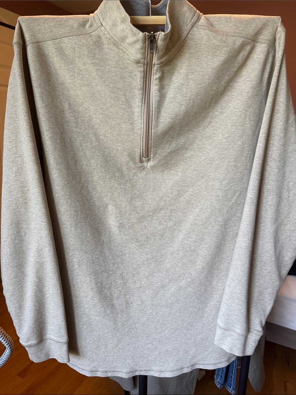 Roundtree & Yorke Heather Light Gray Zip-Up Pullover